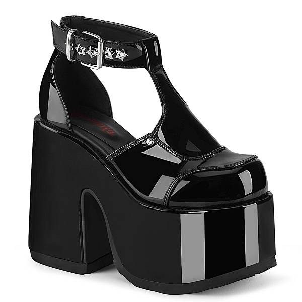 Demonia Women's Camel-103 Platform Sandals - Black Patent D9604-31US Clearance